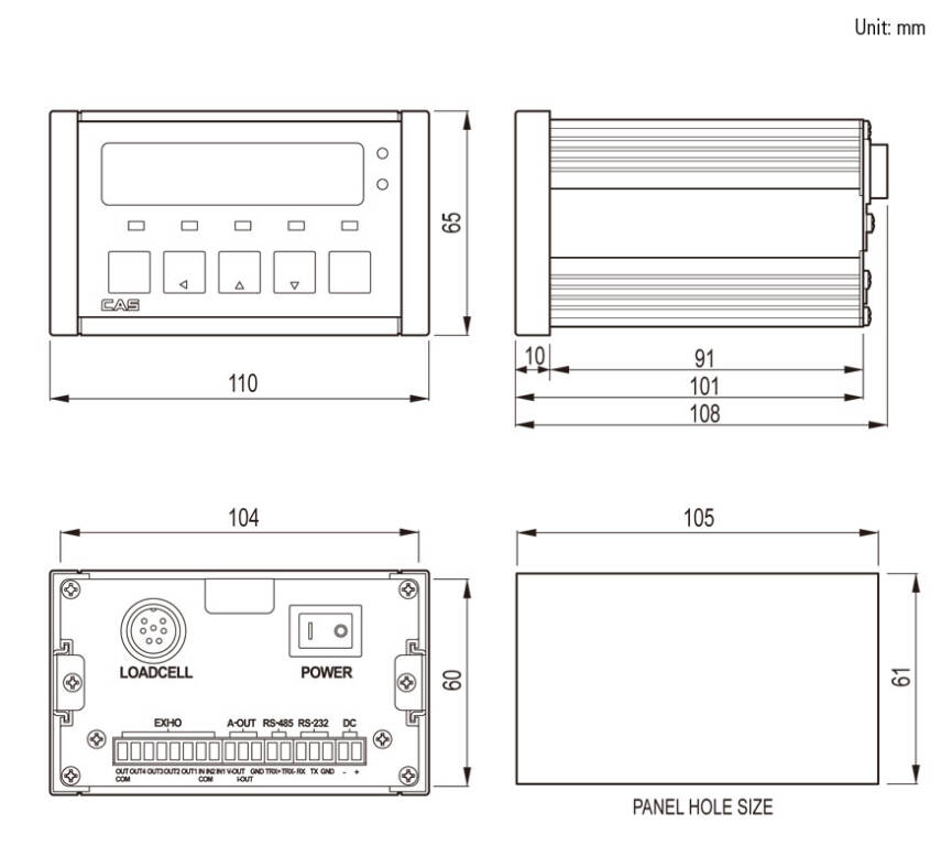 CI-150A Indikatör -Multi Kalibrasyon- RS-485 - Modbus Comm. + Relay Out (2-In 4-out) - 2